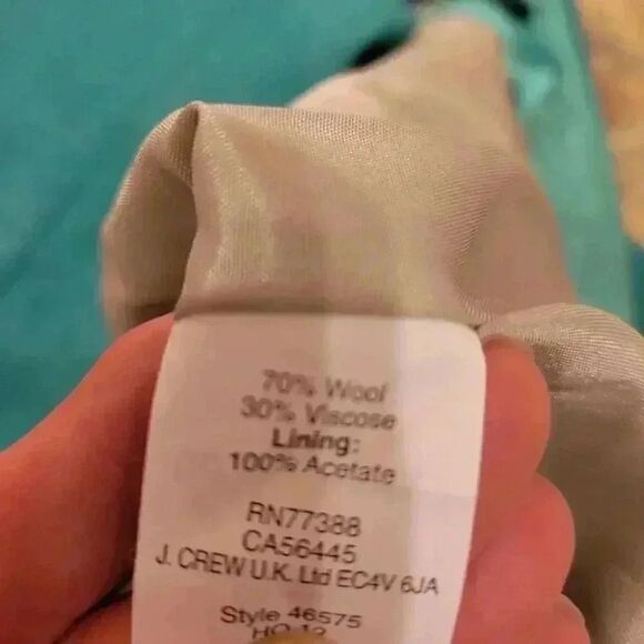 J. Crew Women's Turquoise Blue Wool/Viscose The Pencil Skirt Straight Lined Skir - Picture 10 of 11